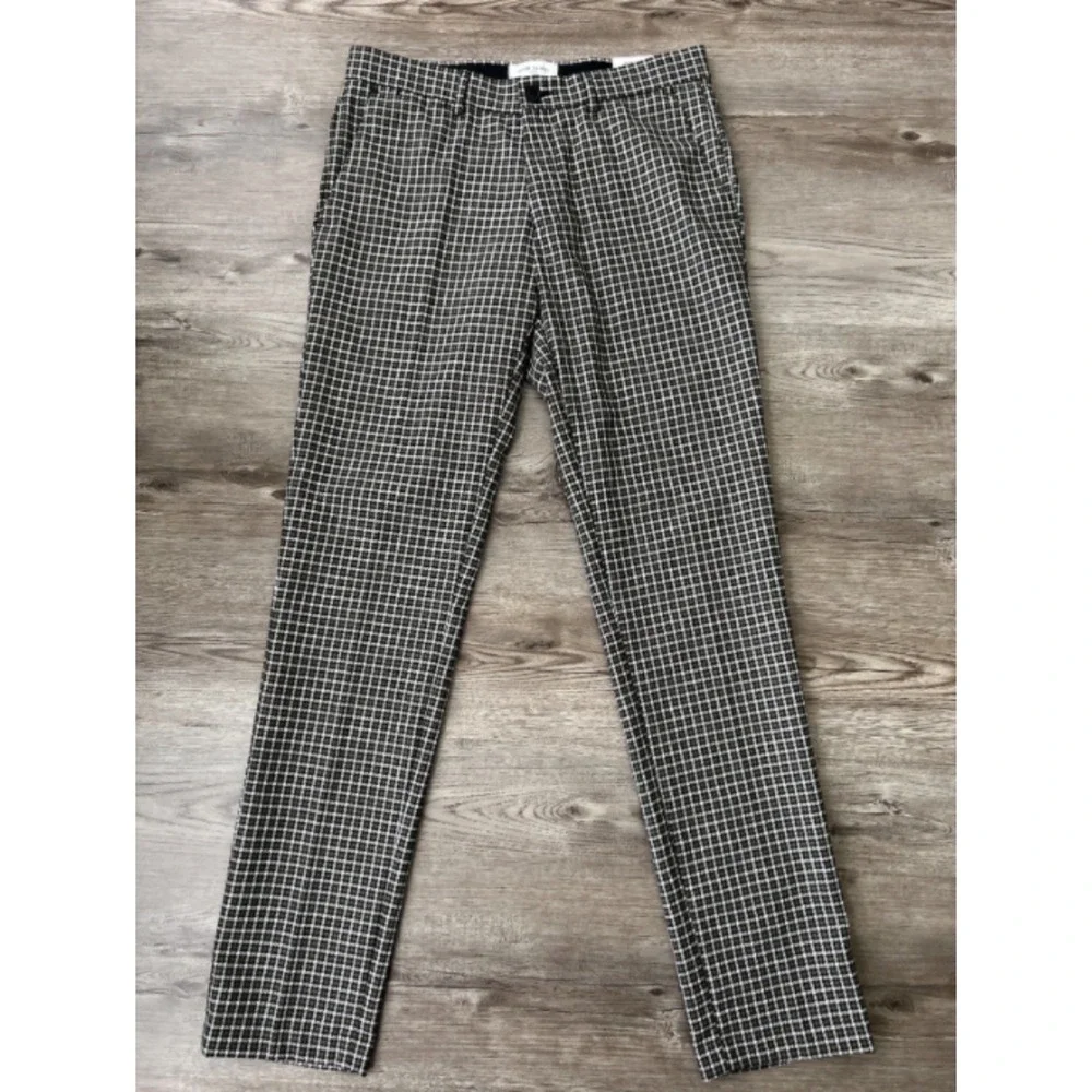 NWT River Island Skinny Fit Trousers Mens 30x32 Brown Check Plaid Smart